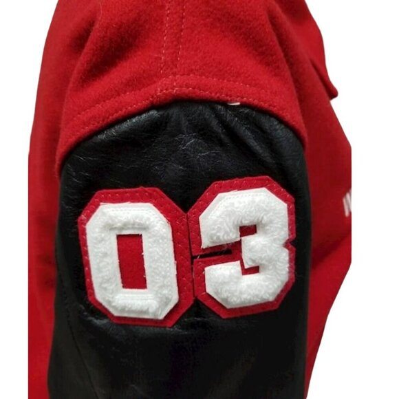 Vintage 1999 Gould Sports Red Wool Blend Letterman Jacket Size XL w/ Patches - Picture 7 of 9